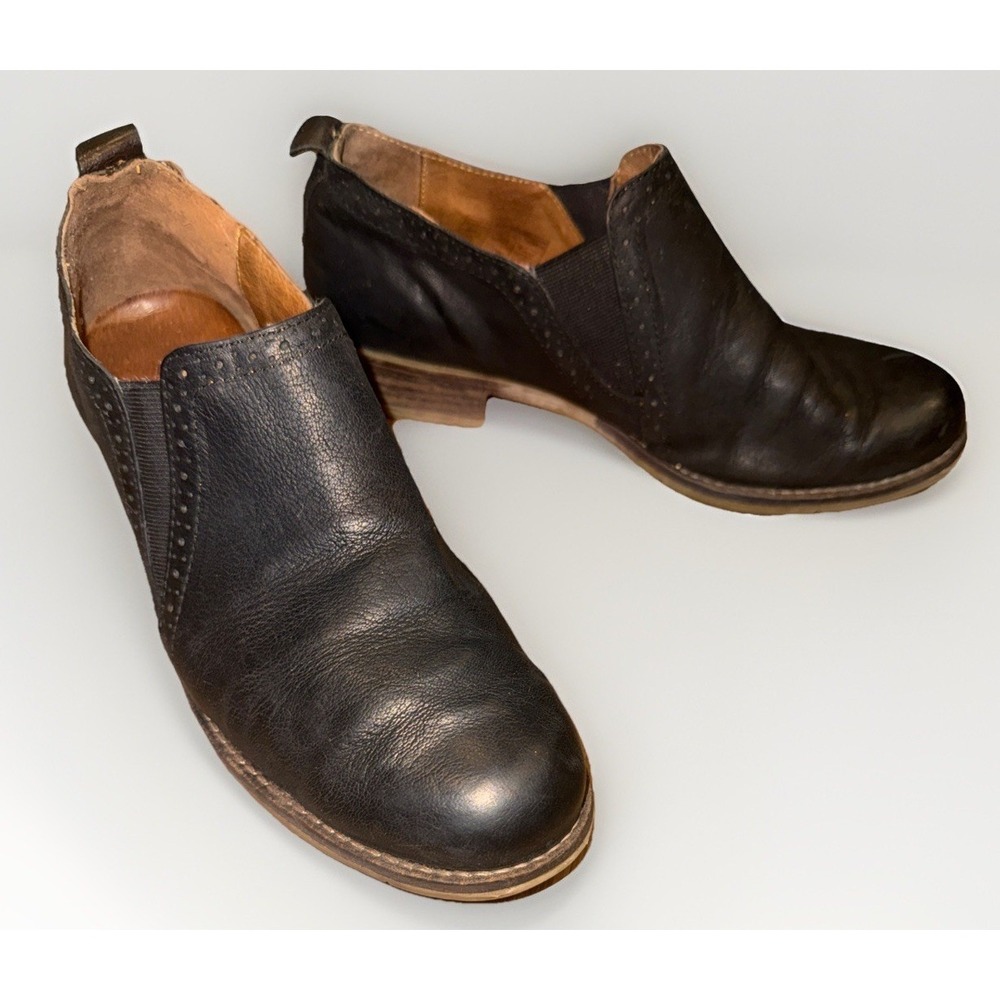 Josef Seibel Black Genuine Leather Block Heel Loafer Comfort Shoes Women Size 38